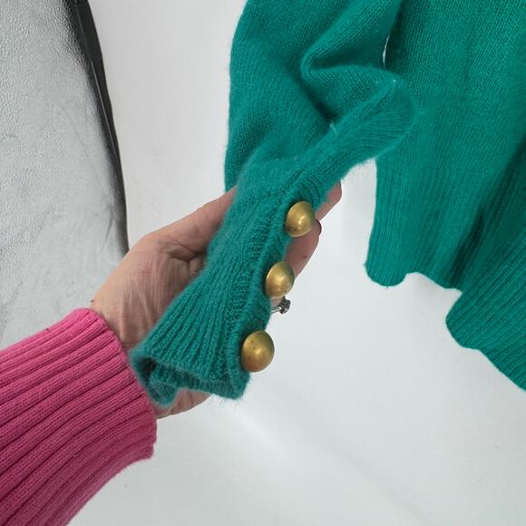 Vintage Victoria Jones Lambswool Angora Mock Neck Gold Buttons Sweater Small - Picture 6 of 8